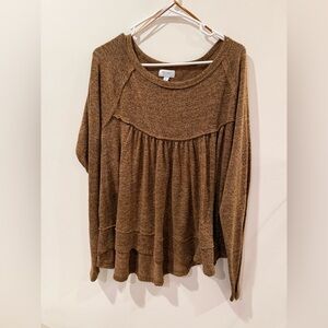 True Craft Brown Relaxed Peasant Sweatshirt